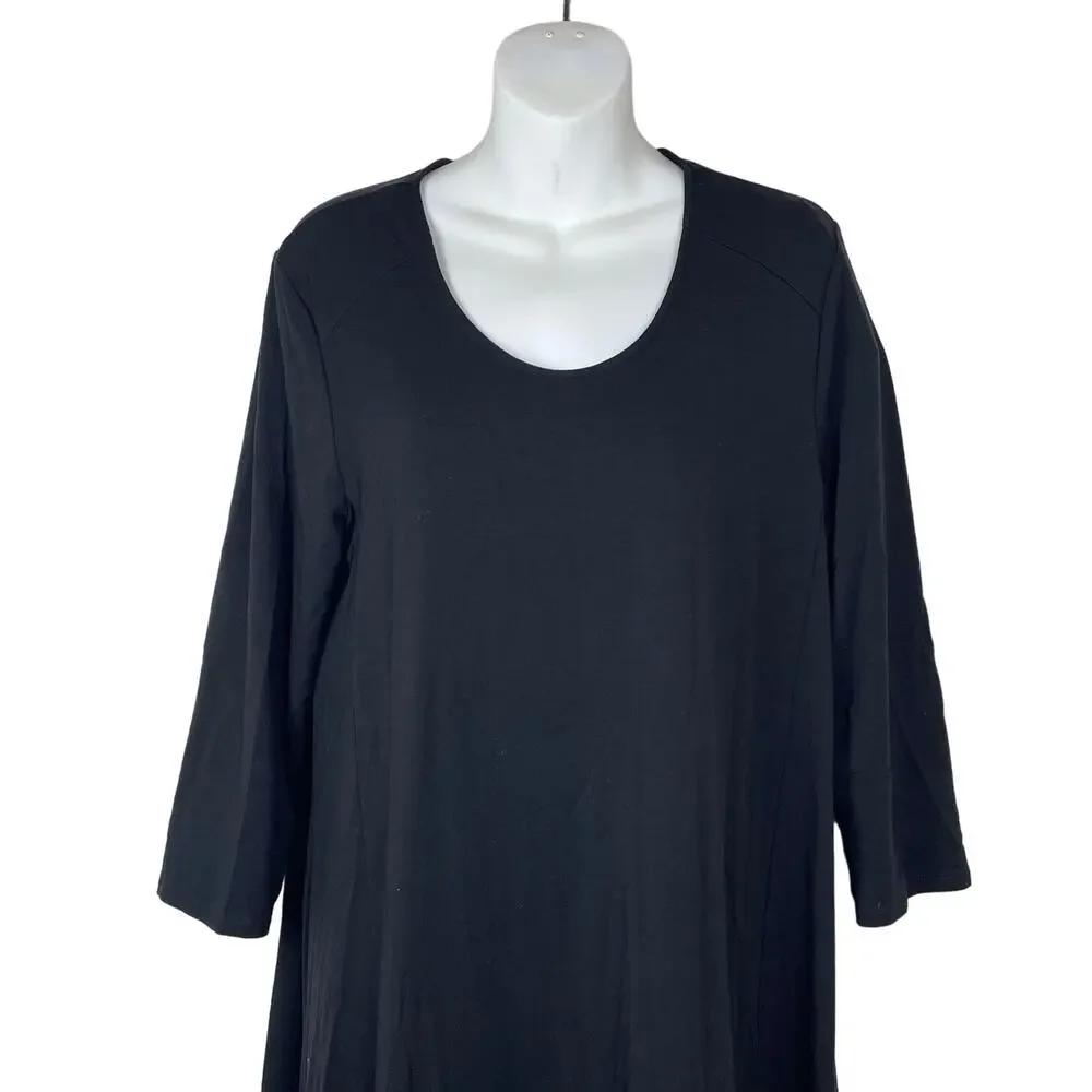 NWT Garnet Hill Dress‎ Size S Gray Taupe Organic Cotton Ribbed Cocoon Pocket
